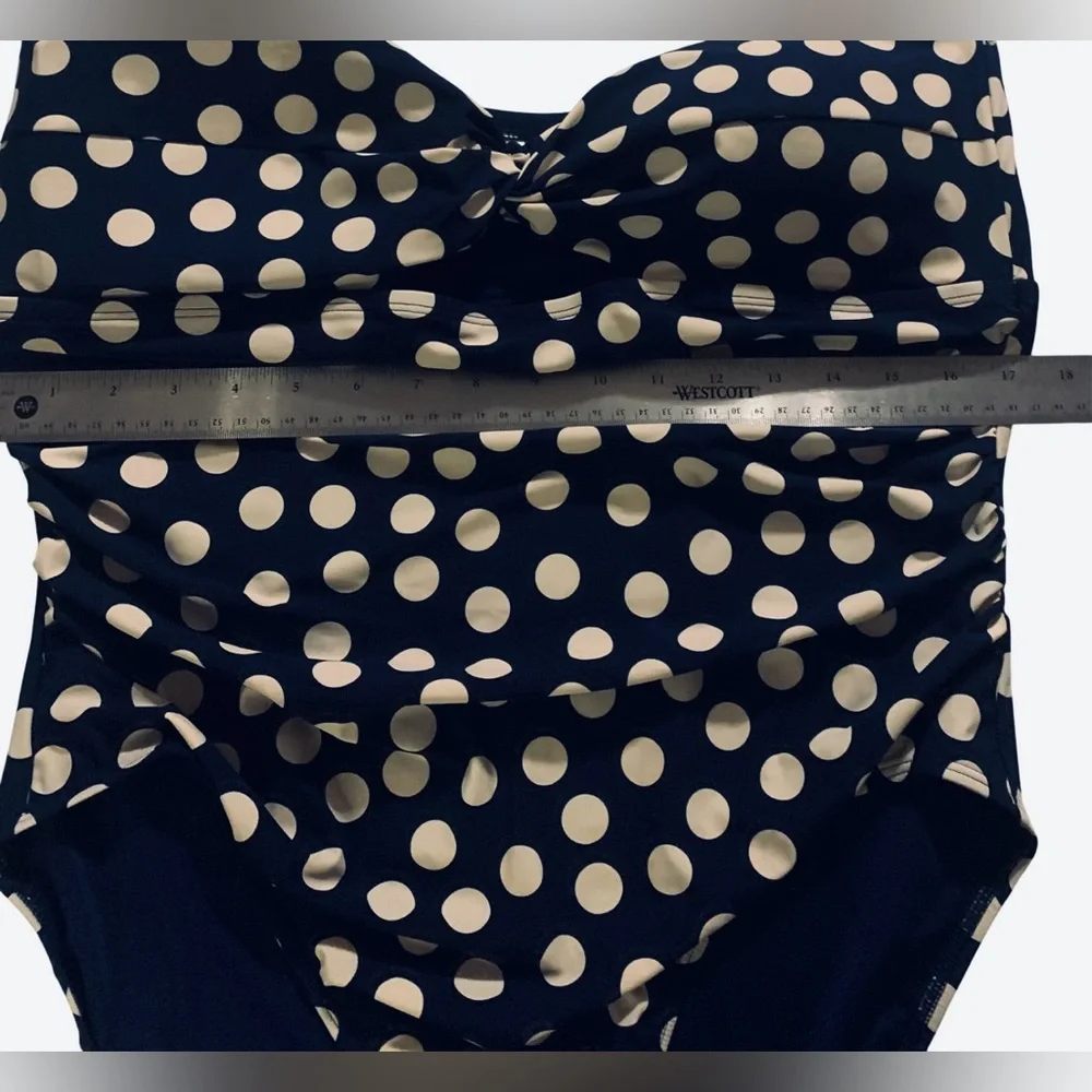 J. Crew Navy and Cream Polka Dot Women’s  Swimsuit One Piece. NWOT